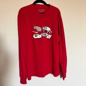 Vera Bradley Christmas Cat Red Long Sleeve T Shirt - Size Medium
